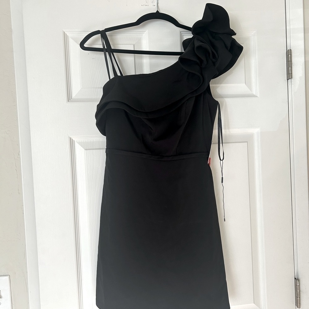 NWT Ieena for Mac Duggal One Shoulder Ruffle Mini Dress #55286